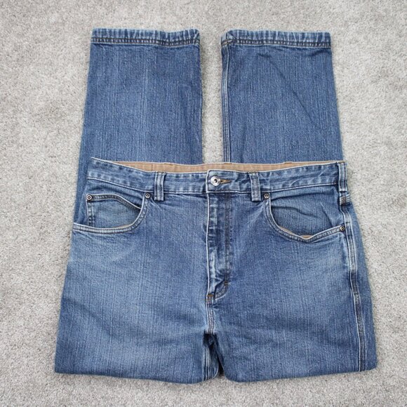 Duluth Jeans Mens 36x28 Blue DuluthFlex Ballroom Relaxed Fit Stretch Denim - Picture 1 of 13